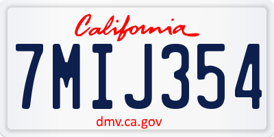 CA license plate 7MIJ354