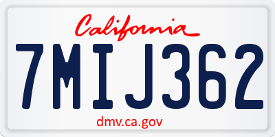 CA license plate 7MIJ362