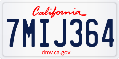 CA license plate 7MIJ364
