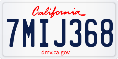 CA license plate 7MIJ368