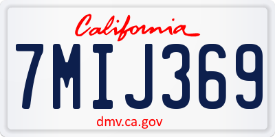 CA license plate 7MIJ369