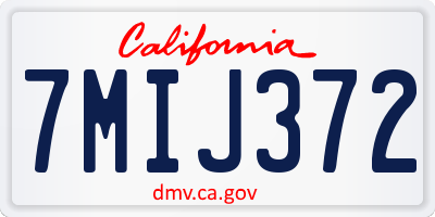 CA license plate 7MIJ372