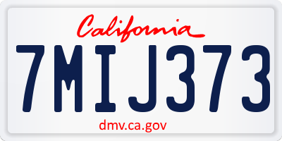 CA license plate 7MIJ373
