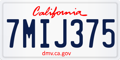 CA license plate 7MIJ375