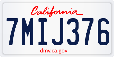 CA license plate 7MIJ376