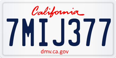 CA license plate 7MIJ377