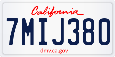 CA license plate 7MIJ380