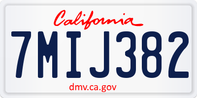 CA license plate 7MIJ382