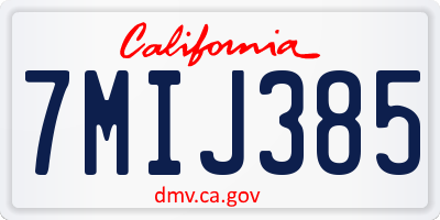 CA license plate 7MIJ385