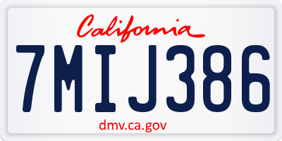CA license plate 7MIJ386