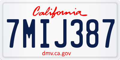 CA license plate 7MIJ387