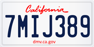 CA license plate 7MIJ389