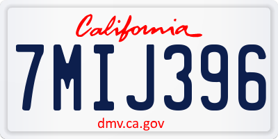 CA license plate 7MIJ396