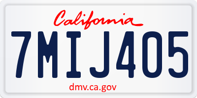 CA license plate 7MIJ405