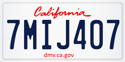CA license plate 7MIJ407