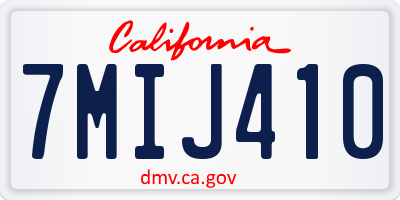 CA license plate 7MIJ410