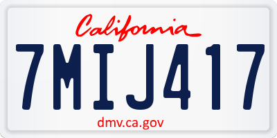 CA license plate 7MIJ417