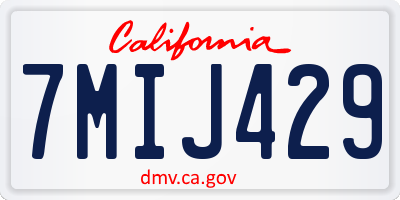 CA license plate 7MIJ429