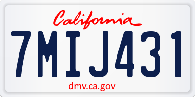 CA license plate 7MIJ431