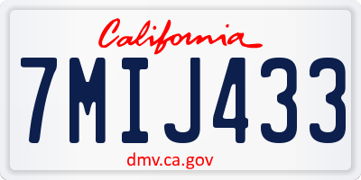 CA license plate 7MIJ433
