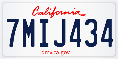 CA license plate 7MIJ434
