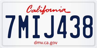 CA license plate 7MIJ438