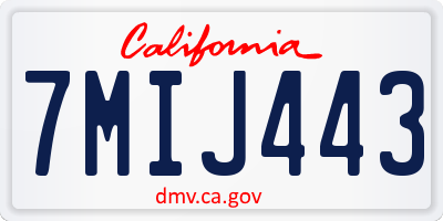 CA license plate 7MIJ443
