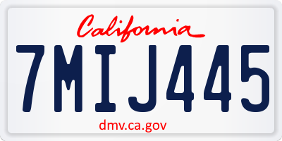 CA license plate 7MIJ445