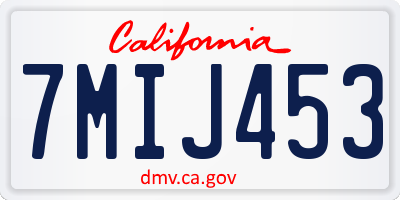 CA license plate 7MIJ453