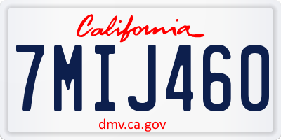 CA license plate 7MIJ460