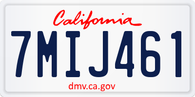CA license plate 7MIJ461