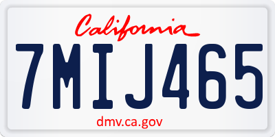 CA license plate 7MIJ465