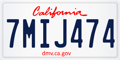 CA license plate 7MIJ474