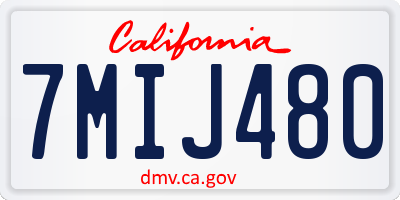 CA license plate 7MIJ480