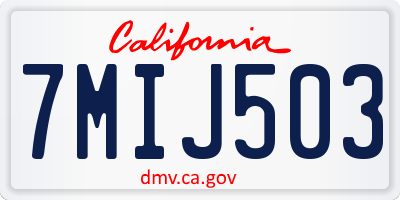 CA license plate 7MIJ503