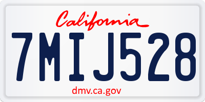 CA license plate 7MIJ528