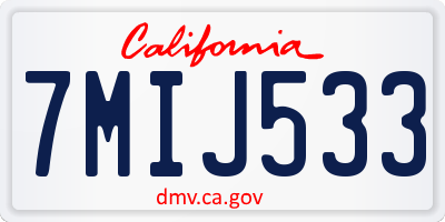 CA license plate 7MIJ533