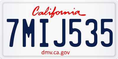 CA license plate 7MIJ535