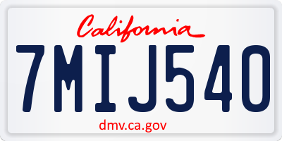 CA license plate 7MIJ540
