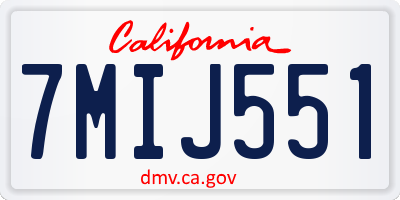 CA license plate 7MIJ551