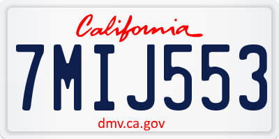 CA license plate 7MIJ553