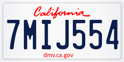 CA license plate 7MIJ554