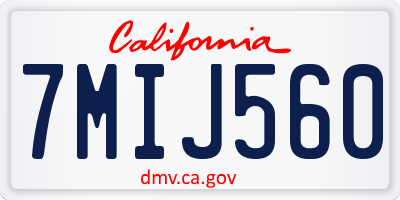 CA license plate 7MIJ560