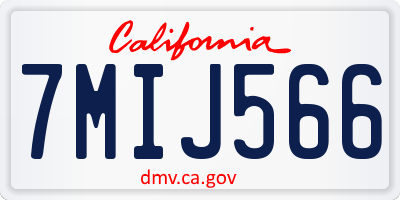 CA license plate 7MIJ566
