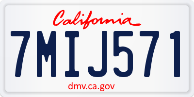 CA license plate 7MIJ571