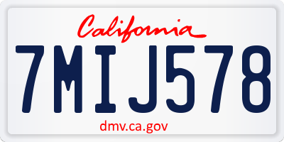 CA license plate 7MIJ578