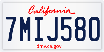 CA license plate 7MIJ580