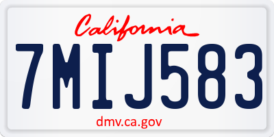CA license plate 7MIJ583