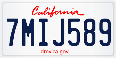 CA license plate 7MIJ589