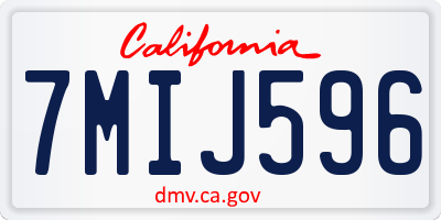 CA license plate 7MIJ596